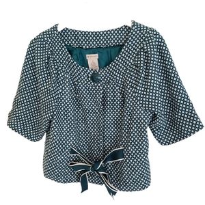 Anthropologie Elevenses teal tweed blazer 12